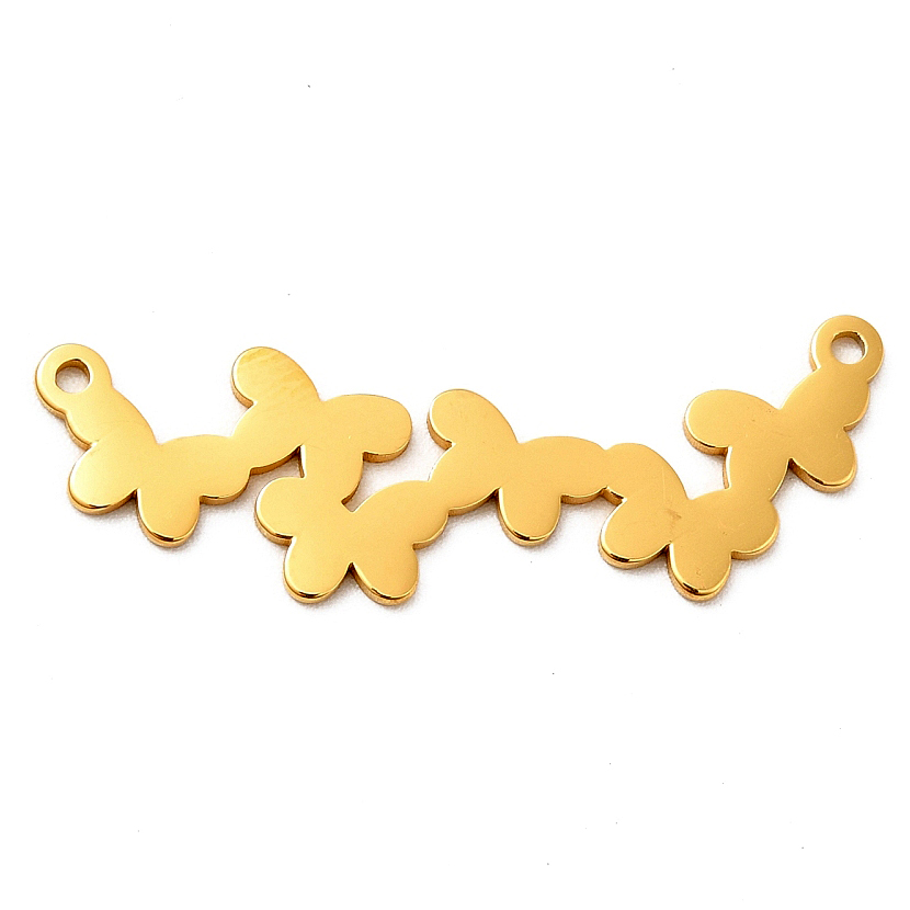 Konektor Tri leptira,nehrđajući čelik SS304, vel.11,5x34x1mm , pozlata, 1 kom, SS14