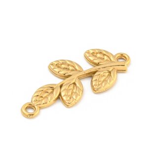 Konektor List od nehrđajućeg čelika SS304, vel 28x12,5x2mm, ION pozlata 18 karat.zlatom, 1 kom, SS14