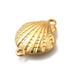 Konektor Školjka od nehrđajućeg čelika SS304, vel 20,5x15x4mm, pozlata 18 karat.zlatom, 1 kom, SS14