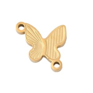 Konektor-privjesak Leptir , nehrđajući čelik SS304, vel.9,5x10x1,5 mm, ION pozlaza, 1 kom, SS14