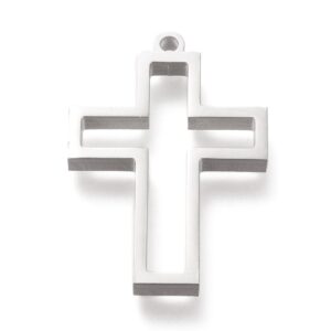 Privjesak Križ od nehrđajućeg čelika SS304 vel. 32,5x22x3 mm,boja : inox, 1 kom, SS10
