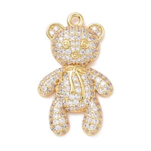 Privjesak Medo vel. 26,5x16x4 mm, mjed i micro pave cubic cirkon, pozlata , 1 kom CZ6