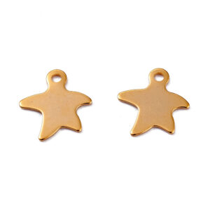 Privjesak morska zvijezda 10 kom, od nehrđajućeg čelika SS304 vel. 11x11x0,5 mm, pozlata 18 karat.zlatom, SS121