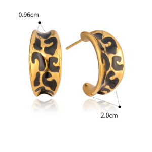 Naušnice Leopard , nehrđajući čelik SS304, vel. 20x9,6 mm, pozlata 18 karat.zlatom CZ5