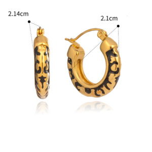 Naušnice Leopard , nehrđajući čelik SS304, vel. 21,40x21 mm, pozlata 18 karat.zlatom CZ5