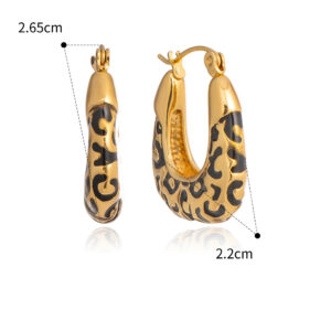 Naušnice Leopard , nehrđajući čelik SS304, vel. 26,5x22 mm, pozlata 18 karat.zlatom CZ5