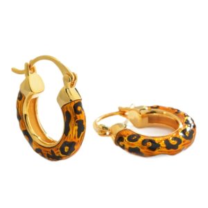 Naušnice Leopard , nehrđajući čelik SS304, vel. 22x18,5x4 mm, pozlata 24 karat.zlatom CZ6