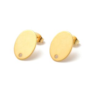 Kopča za naušnice Oval, nehrđajući čelik SS304, pozlata 24 karat.zlatom, vel.15x11 mm, 4 kom (2 para) , SS43