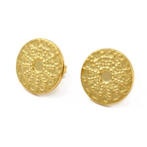 Kopča za naušnice Sunce,  nehrđajući čelik SS304, ION pozlata 18 karat.zlatom, vel.16mm x 1,8 mm, 2 kom (1 par) , SS43