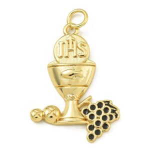 Privjesak Pričest, mjed, pozlata 18 karat.zlatom, vel.27,5x20x3 mm, 1 kom, EM24