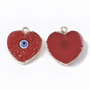 Privjesak Srce druzzy resin, s urokljivim okom, vel 23x19,5x5,5 mm, 2 kom MD68