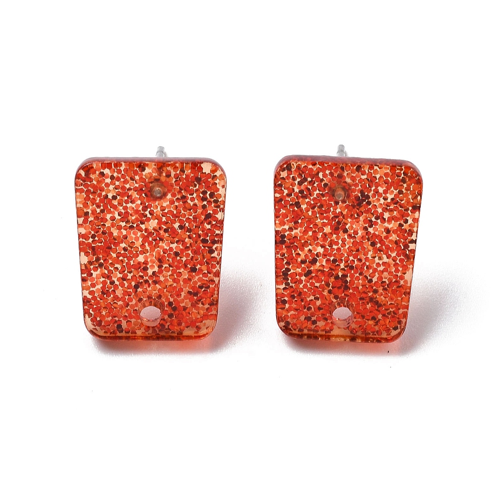 Kopča za naušnice od nehrđajućeg čelika SS304 i celuloznog acetata, vel 14,5x12x2 mm, rupa 1,5 mm, iglica 0,6 mm, 4 kom (2 para), boja: crvena, SS114
