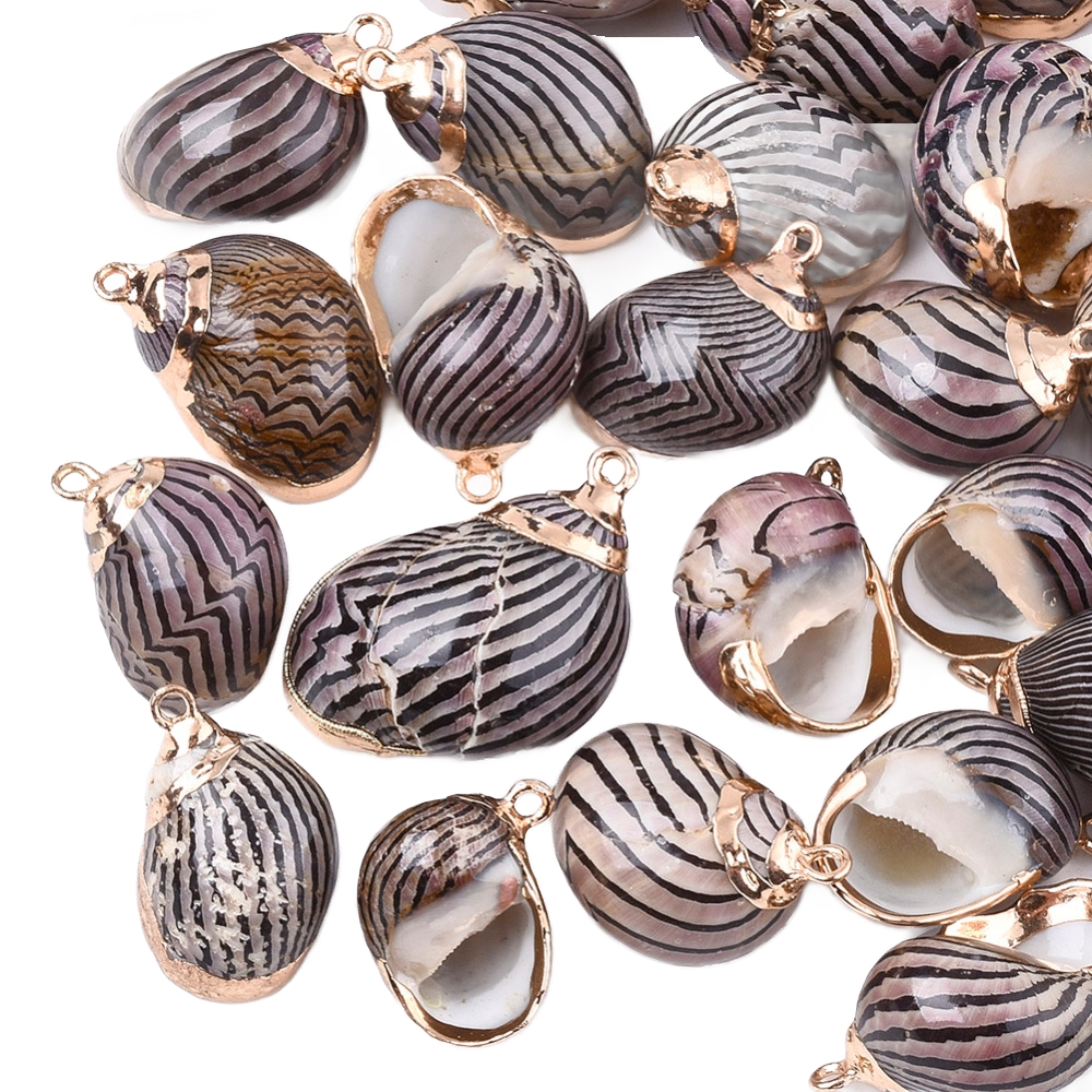 Privjesak Školjka s alkom zlatne boje, vel.20~35x10~20x10~15mm, alka: 1~2mm, 2 kom, SHELL8 - Slika 2