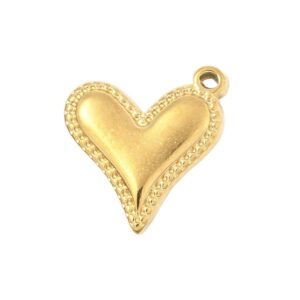 Privjesak Srce od nehrđajućeg čelika SS304 vel.16x15x4 mm, pozlata, 1 kom, SS60