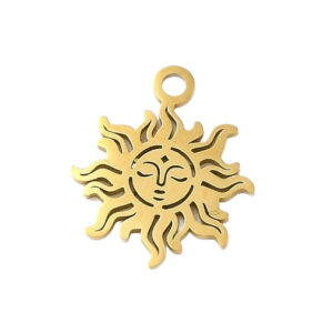 Privjesak Sunce, nehrđajući čelik  SS304, vel. 15x13x1 mm, alka: 1,5 mm, ION pozlata, SS121