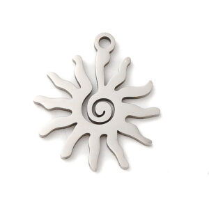 Privjesak Sunce, nehrđajući čelik SS316, vel.17x15x1 mm, alka 1,2 mm, boja: inox, 1 kom SS120