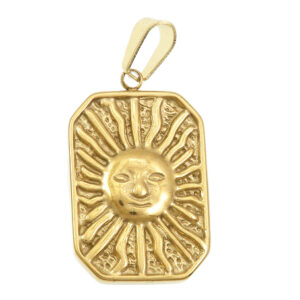 Privjesak Sunce, nehrđajući čelik SS304, vel.27x17x4 mm, alka 5x3 mm, ION pozlata 18 karat.zlatom, 1 kom SS120