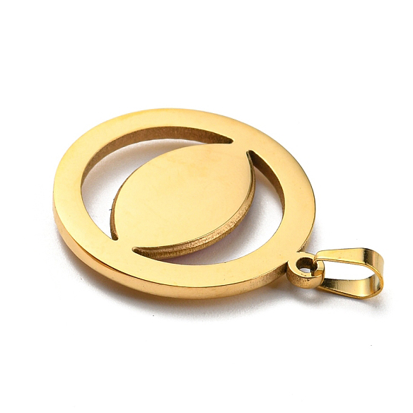 Privjesak Urokljivo oko, okrugli od nehrđajućeg čelika SS304 i emajla, vel.28,5x25,5x3 mm, alka 5x3,5 mm, ION pozlata 18 karat.zlatom i bijeli emajl, 1 kom, SS101 - Slika 2