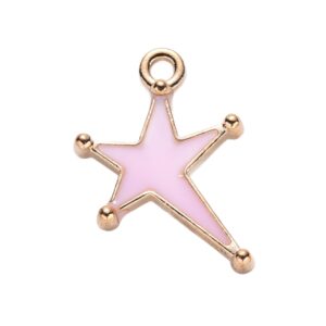 Privjesak emajl "Zvijezda" roza, vel 21x15x2mm, 1 kom, EM 5