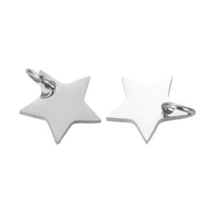 Privjesak Zvijezda, nehrđajući čelik SS304, vel.10x10,5x3,5 mm, boja: inox , 2 kom, SS121