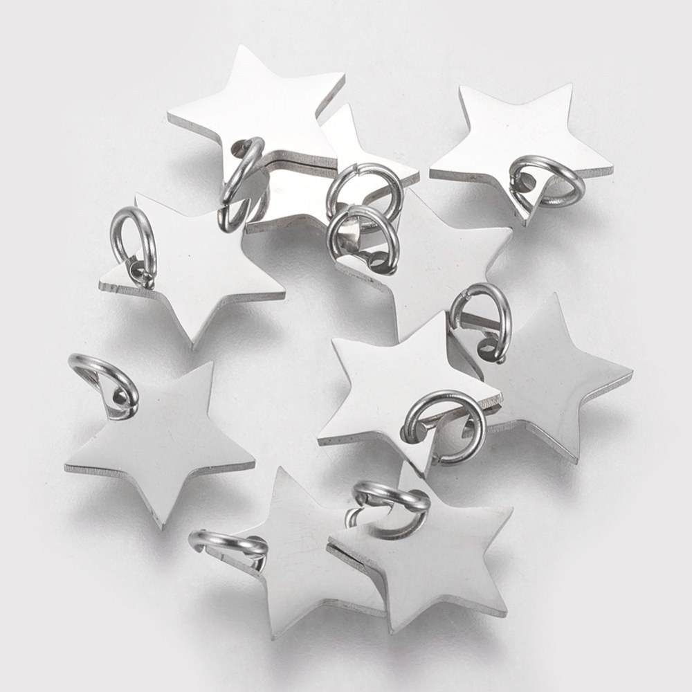 Privjesak Zvijezda, nehrđajući čelik SS304, vel.10x10,5x3,5 mm, boja: inox , 2 kom, SS121 - Slika 2