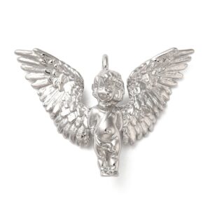 Privjesak Anđeo, 3 d, od nehrđajućeg čelika SS304 vel.30x41x10 mm, boja: inox, 1 kom, SS108