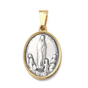 Privjesak Gospa - Madona s djecom od nehrđajućeg čelika SS304, vel 24x16x2,5 mm, pozlata antique platinom, IN10