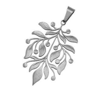 Privjesak List od nehrđajućeg čelika SS304,vel.36x24,5x1 mm, boja : inox, 1 kom, SS75