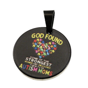 Privjesak Medaljon Autizam - Stongest Mom , od nehrđajućeg čelika SS304, vel.25x1 mm, s kopčom vel. 4x8 mm, boja: inox, inox crni 1 kom SS125