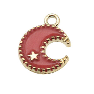 Privjesak emajl Mjesec vel 13x16x2mm, crveni, 1 kom, EM23