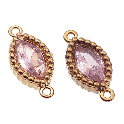 Konektor nehrđajući čelik SS304, ION pozlata 18 karatnim zlatom vel.13x6x2,5 mm, crystal ljubičasti, 2 kom, SS120