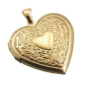 Medaljon za fotografiju, srce, od nehrđajućeg čelika SS316 vel 28,5x29x7,5mm, unut.mjere 17x21mm, ION pozlata 18 karat.zlatom, 1 kom SS37
