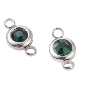 Konektor nehrđajući čelik SS304 vel.12x6,5x4 mm, boja: inox i zeleni crystal, 2 kom, SS126