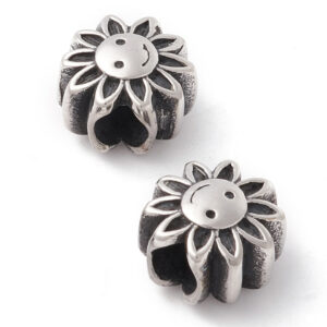 Perlica Sunce od nehrđajućeg čelika SS304, vel 12x8,5 mm, rupa 4,5 mm, 1 kom,boja: inox, ručno polirana perlica SS35