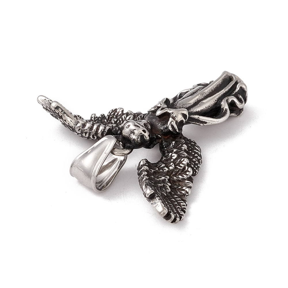 Privjesak Anđeo, 3 d, od nehrđajućeg čelika SS304 vel.33x37x9 mm, boja: antique inox, ručno polirani privjesak, 1 kom, SS108 - Slika 2