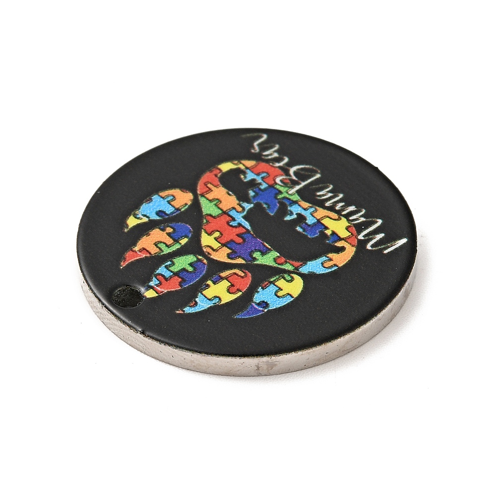 Privjesak Medaljon Autizam - Mama medvjedica , od nehrđajućeg čelika SS304, vel.25x1 mm, s kopčom vel. 4x8 mm, boja: inox, inox crni 1 kom SS125 - Slika 3