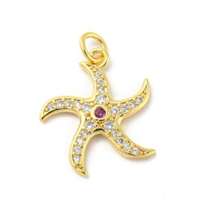 Privjesak Morska Zvijezda , mjed pozlata i cubic cirkon vel. 19x17x2,1 mm CZ6