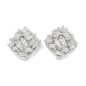 Kopče za naušnicu, par, mjed pozlata platinom, ukrašeno kubičnim cirkonijem vel.13,5x13 mm, CZ5