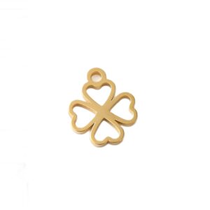 Privjesak Djetelina od nehrđajućeg čelika SS304 vel. 9.5x8x1.1 mm 2 kom, PVD pozlata SS121