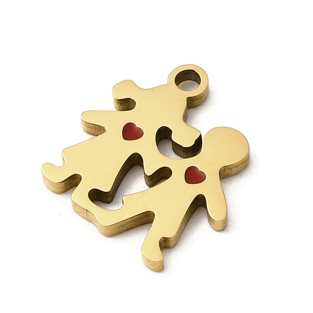 Privjesak Valentinovo od nehrđajućeg čelika SS304 u komb. s emajlom, vel.12,5x12x1,5 mm, ION pozlata 18 Karat.zlatom, dolazi s kopčicom za lančić 1 kom SS75 - Slika 4