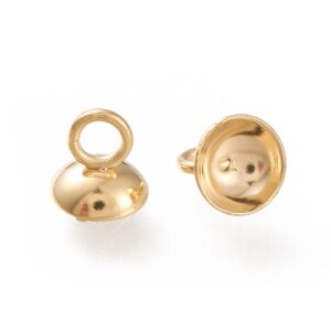 Kapica s alkom za privjesak nehrđajući čelik SS304, vel. 6x6 mm, pozlata 24 karatnim zlatom, 4 kom, SS5