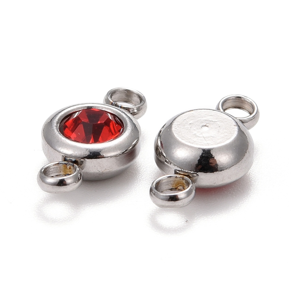 Konektor nehrđajući čelik SS304 vel.12x6,5x4 mm, boja: inox i crveni crystal, 2 kom, SS10 - Slika 2