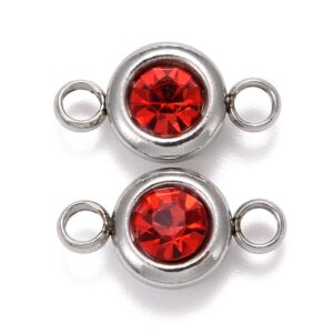 Konektor nehrđajući čelik SS304 vel.12x6,5x4 mm, boja: inox i crveni crystal, 2 kom, SS126
