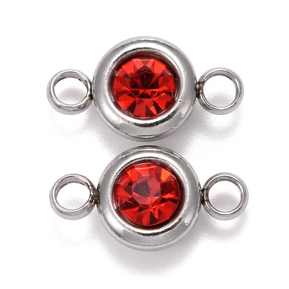 Konektor nehrđajući čelik SS304 vel.12x6,5x4 mm, boja: inox i crveni crystal, 2 kom, SS10