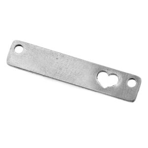 Konektor pravokutna pločica s srcem , nehrđajući čelik SS304, vel.24,8x4,8x1mm, 1 kom, SS14