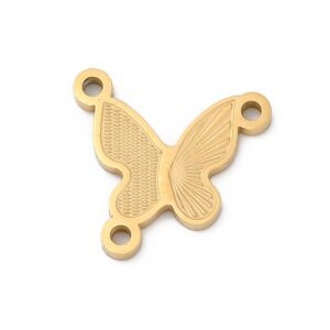 Konektor-privjesak Leptir , nehrđajući čelik SS304, vel.9,5x10x1,5 mm, ION pozlaza, 1 kom, SS14