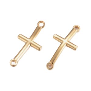 Konektor Križ od nehrđajućeg čelika SS304 vel. 30x14x2 mm, pozlata, 1 kom, SS10