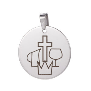 Privjesak Medaljon Pričest, krizma od nehrđajućeg čelika SS304, vel.30x1 mm, s kopčom vel. 4x8 mm, boja: inox 1 kom SS125
