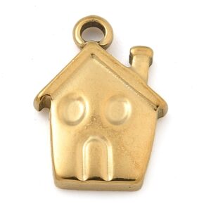 Privjesak Kuća, nehrđajući čelik SS304 pozlata 18 karat.zlatom vel.14,5x10,5x2,5 mm, 1 kom, SS125