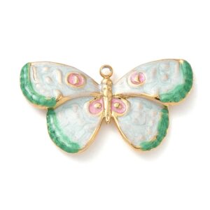 Privjesak Leptir nehrđajući čelik SS304 i emajl, vel.16,5x30x2 mm, ION pozlata 18 karatnim zlatom,1 kom SS125